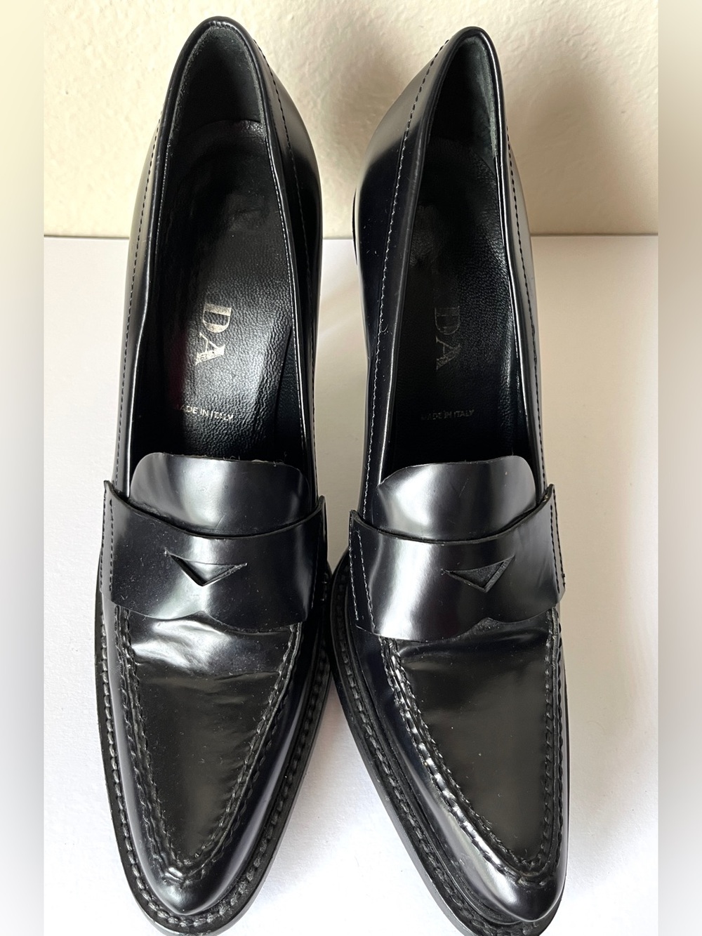 Prada Black Patent Leather Pointed-Toe Loafers